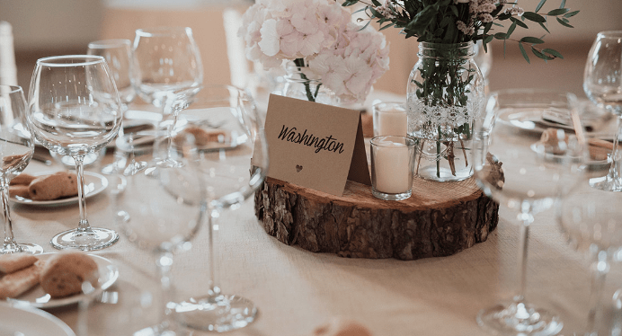 Wedding dinner table setting.